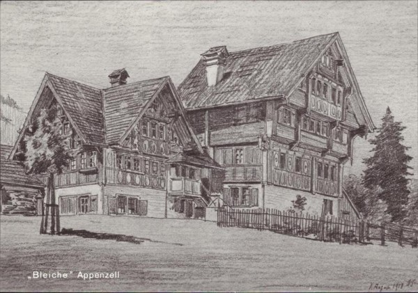 Appenzell, Bleiche, Zeichnung von Salomon Schlatter Vorderseite