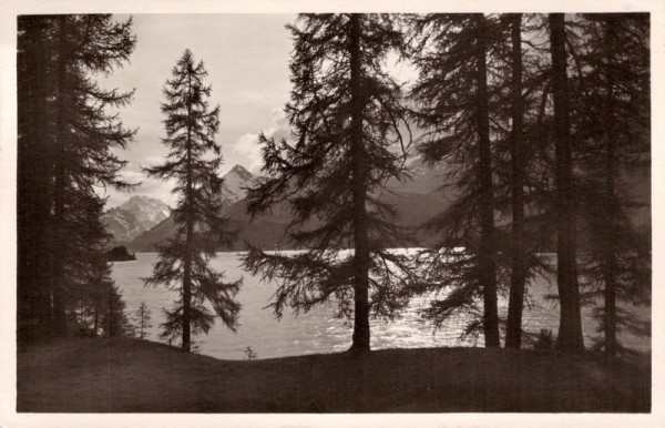 Sils-Maloja, Ober-Engadin. Spazierweg am See