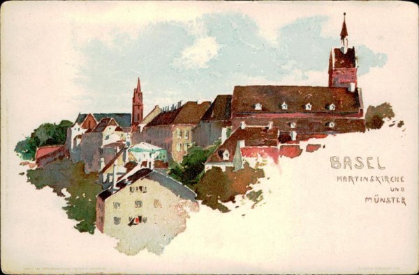 Basel, Martinskirche und Münster Vorderseite