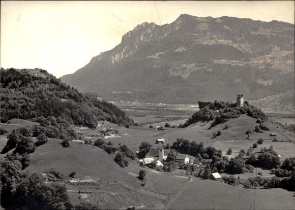 Burgruine Wartau, Gertschins, Flugaufnahme Vorderseite