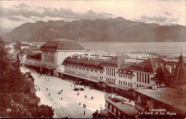 Lausanne. La Gare et les Alpes Vorderseite