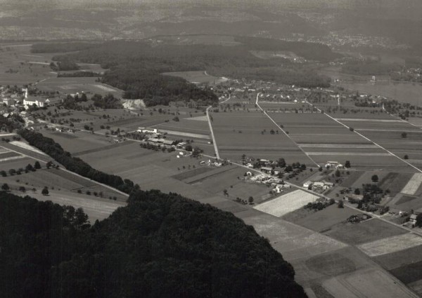 5316 Leuggern AG, Kirche St. Peter und Paul/ Hintergrund: Gippingen + Kraftwerk Klingnau, Aare und Rhein Vorderseite