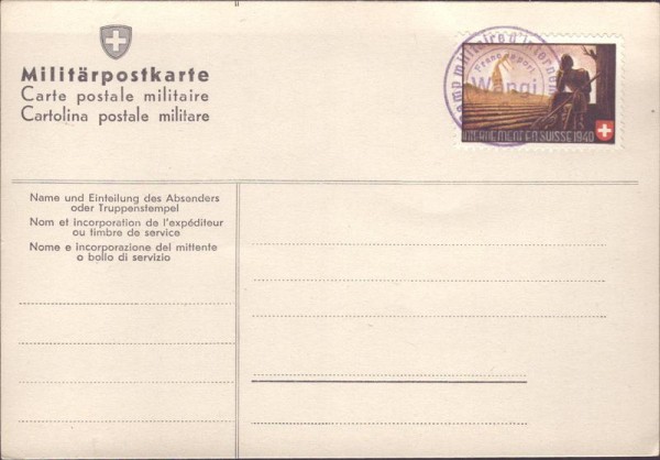 Militärpostkarte Vorderseite