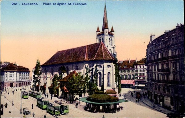 Lausanne - Place et église St-Francois Vorderseite