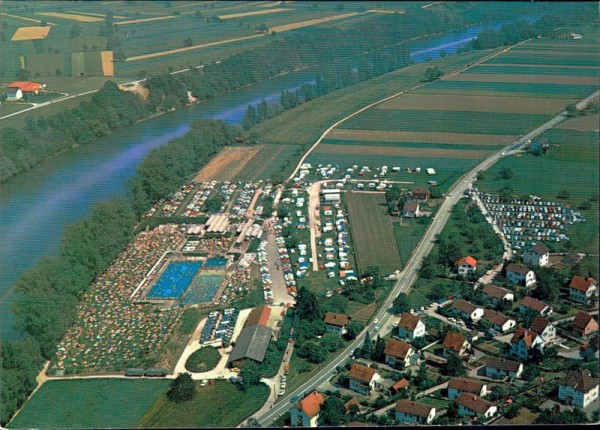 Zurzach, Camping Oberfeld, Flugaufnahme Vorderseite