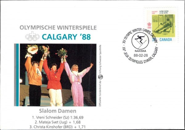 Calgary 1988 mit Vreni Schneider Vorderseite