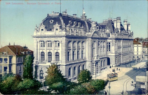 Lausanne. Banque Cantonale et Poste Vorderseite