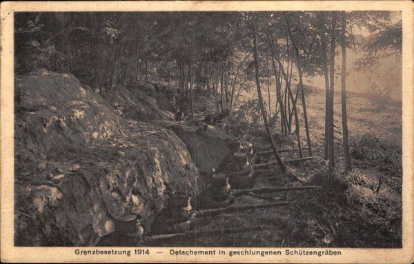 Grenzbesetzung 1914, Detachement in geschlungenen Schützengräben Vorderseite