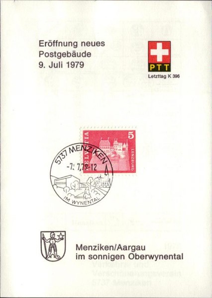 Menziken, Eröffnung neues Postgebäude 1979 Vorderseite