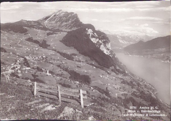 Amden, Blick v. Durchschläge auf Wallensee und Leistkamm