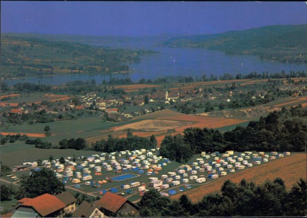 Eschenz, Flugaufnahme Camping Hüttenberg Vorderseite