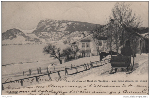 Lac de Joux et Dent de Vaulion - Vue prise depuis les Bioux - en hiver