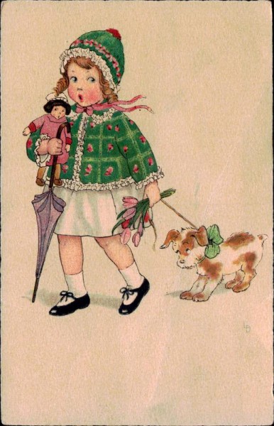 Mädchen mit Hund Vorderseite