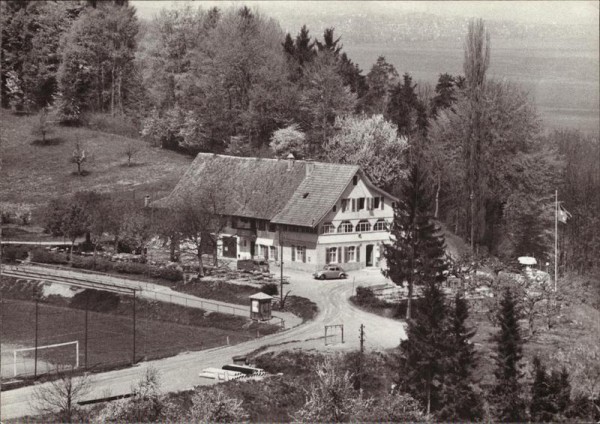 Wädenswil, Höhen-Restaurant Schönegg, Flugaufnahme Vorderseite