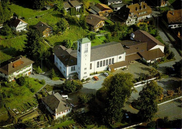 Thun, Kath. Kirche St. Marien, Flugaufnahme Vorderseite