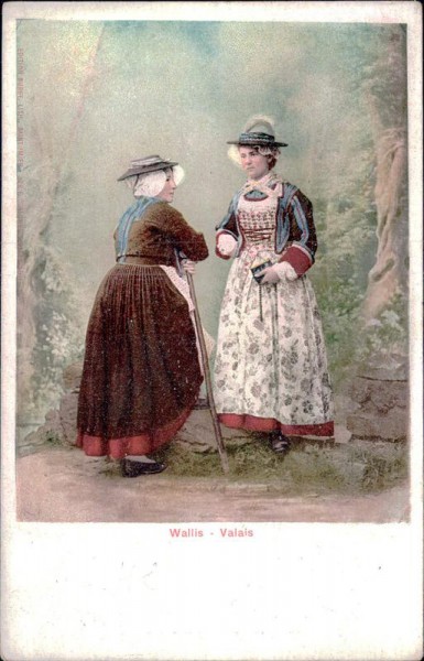 Wallis, Trachtenfrauen Vorderseite