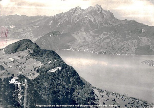 Fliegeraufnahme Hammetschwand mit Bürgenstockhotels und Pilatus Vorderseite