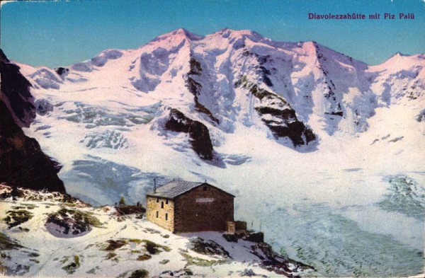 Diavolezzahütte mit Piz Palü