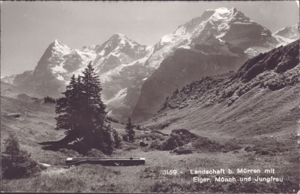 Landschaft b. Mürren mit Eiger, Mönch und Jungfrau