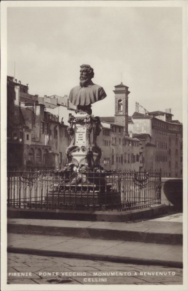 Firenze, Ponte vecchio, Monumento a benvenuto Cellini