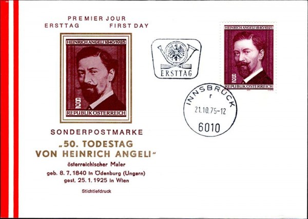 Heinrich Angeli, Sonderpostmarke Vorderseite