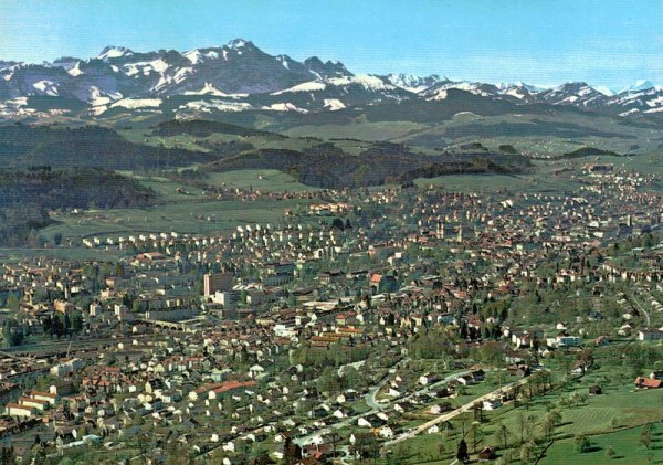 St.Gallen mit Säntis, Flugaufnahmen Vorderseite