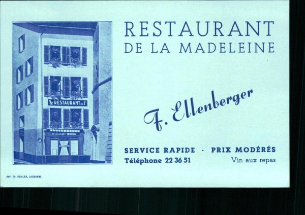 Lausanne, Restaurant de la Madeleine Vorderseite