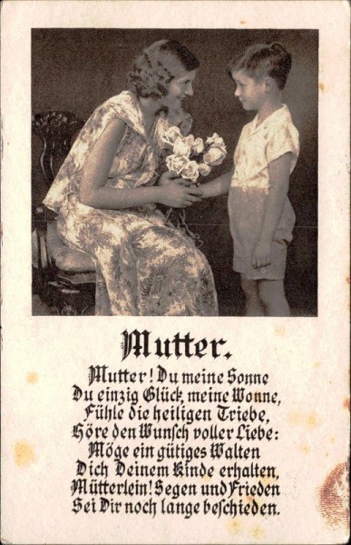 Mutter, Du meine Sonne... Vorderseite