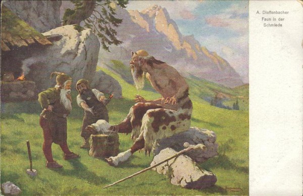 A.Dieffenbacher, Faun in der Schmiede Vorderseite