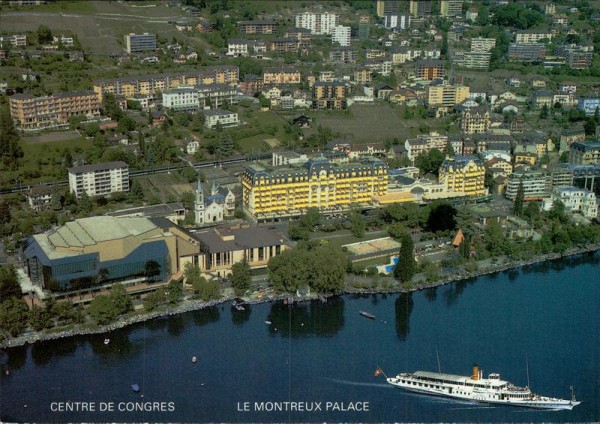 Montreux, le Montreux Palace, Flugaufnahme Vorderseite