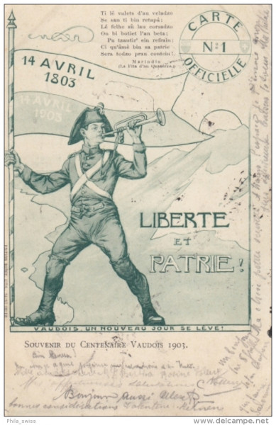 Souvenir du Centenaire Vaudoise 1903 - Carte No. 1