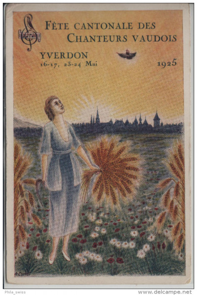 Fête Cantonale des Chanteurs Vaudois, Yverdon, 1925, carte officielle