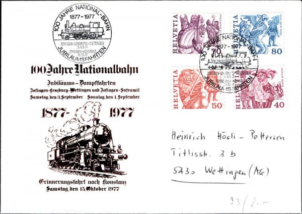 100 Jahre Nationalbahn 1977 Vorderseite