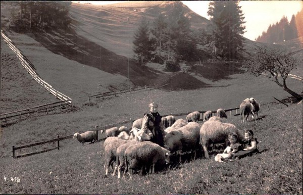 Kinder mit Schafen Vorderseite