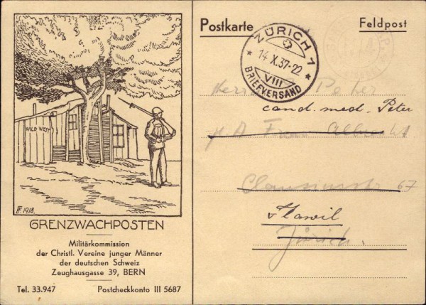 Postkarte Grenzwachposten