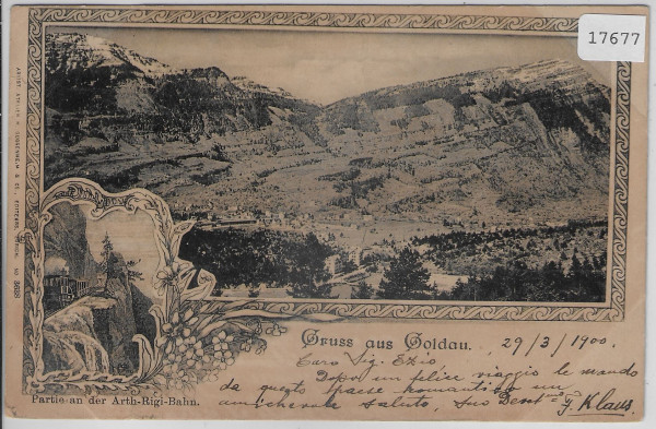 Gruss aus Goldau - Partie an der Arth-Rigi-Bahn - 1900